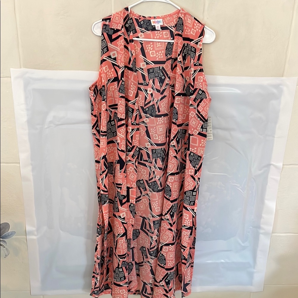 LuLaRoe Pink and Black Midi Cardigan Elegance
